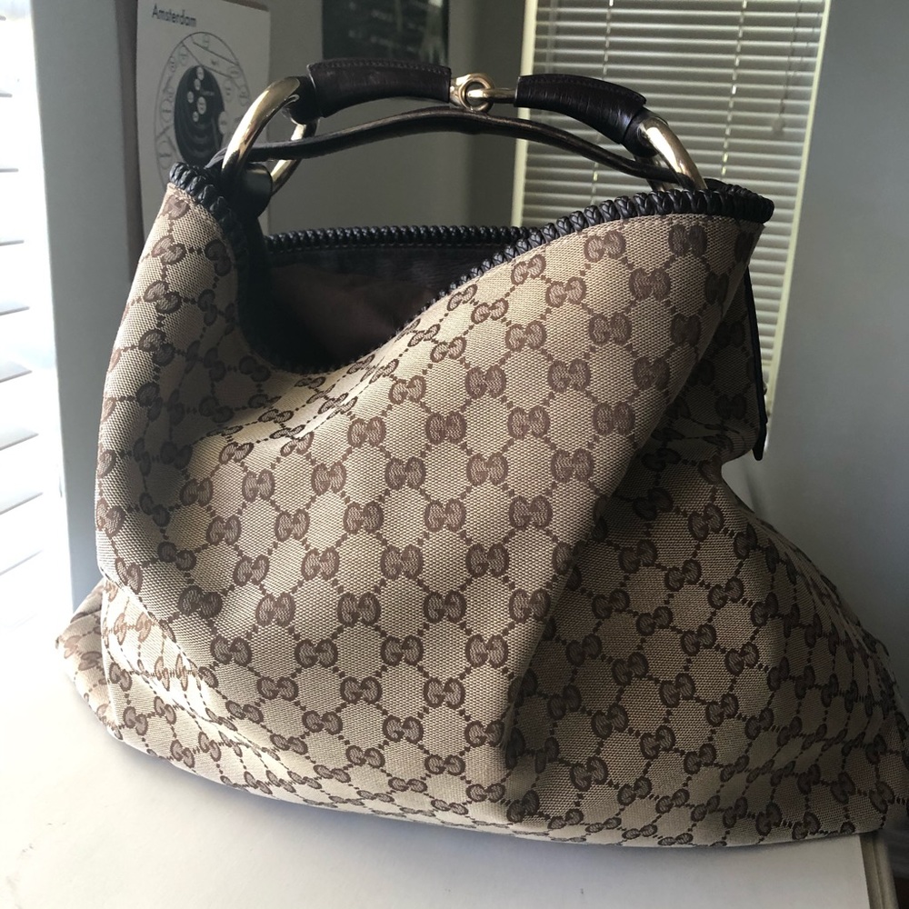 Gucci Horsebit brown monogram Xlarge hobo bag